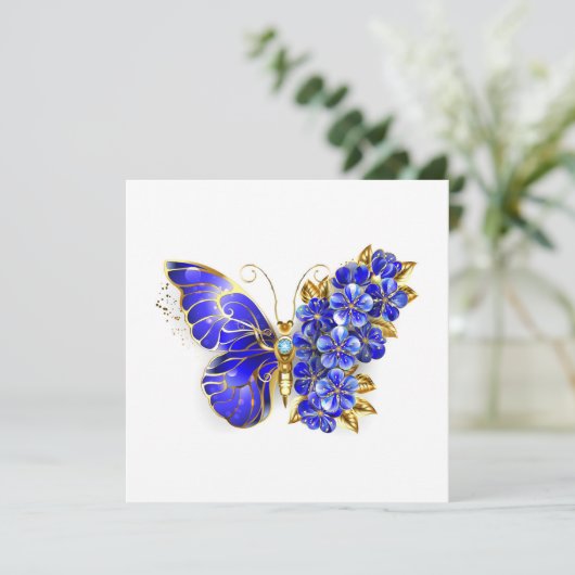 Blume Sapphire Butterfly Karte (Stehend Vorderseite)