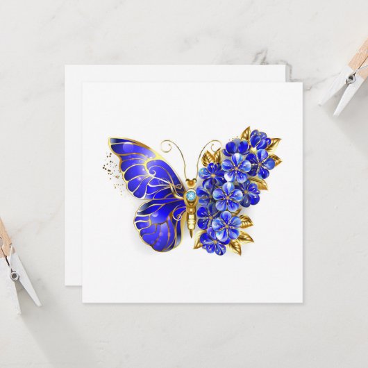 Blume Sapphire Butterfly Karte (Vorderseite/Rückseite Beispiel)