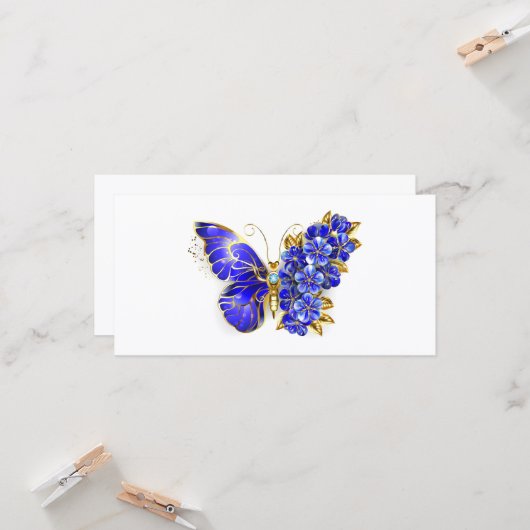 Blume Sapphire Butterfly Karte (Vorderseite/Rückseite Beispiel)