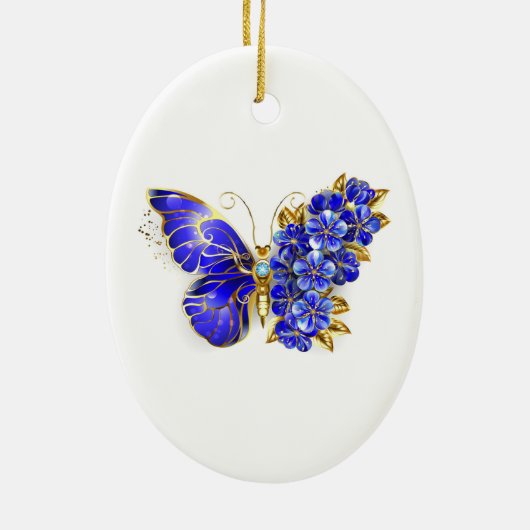 Blume Sapphire Butterfly Keramik Ornament (Hinten)