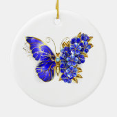 Blume Sapphire Butterfly Keramik Ornament (Hinten)