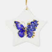 Blume Sapphire Butterfly Keramik Ornament (Hinten)