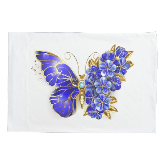 Blume Sapphire Butterfly Kissenbezug (Rückseite)
