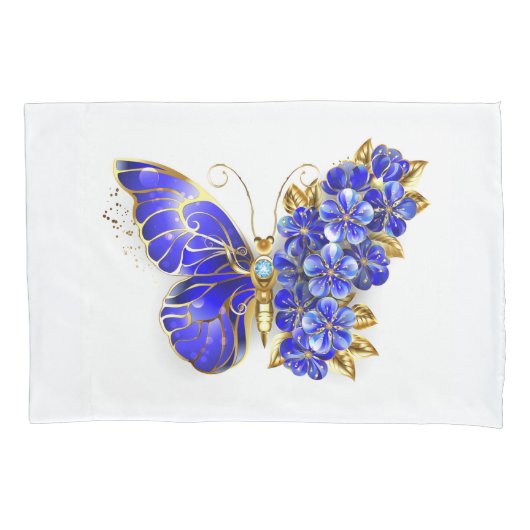 Blume Sapphire Butterfly Kissenbezug (Vorderseite-Links)