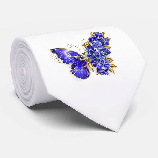 Blume Sapphire Butterfly Krawatte (Gerollt)