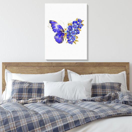 Blume Sapphire Butterfly Leinwanddruck (Insitu (Schlafzimmer))