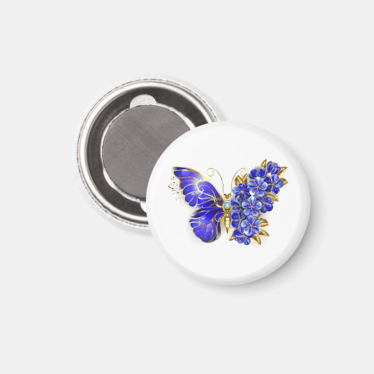 Blume Sapphire Butterfly Magnet (Vorderseite/Rückseite)