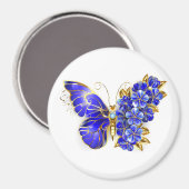 Blume Sapphire Butterfly Magnet (Vorderseite/Rückseite)
