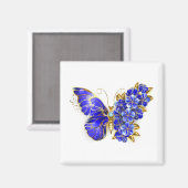 Blume Sapphire Butterfly Magnet (Vorderseite/Rückseite)