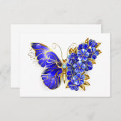 Blume Sapphire Butterfly Mitteilungskarte (Vorne/Hinten)
