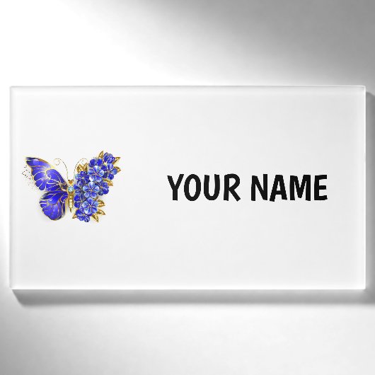 Blume Sapphire Butterfly Namenschild (Vorderseite)