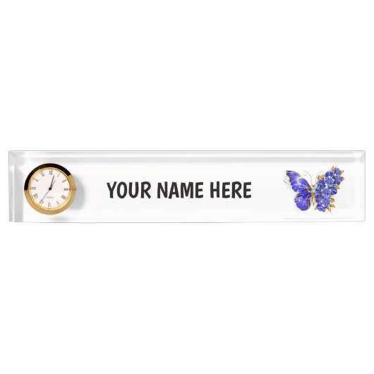 Blume Sapphire Butterfly Namensplakette (Vorderseite)