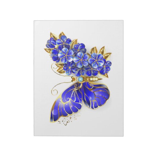 Blume Sapphire Butterfly Notizblock (Rotiert)