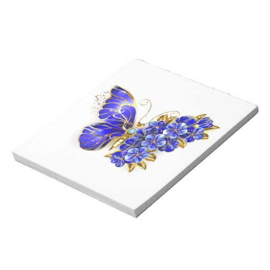 Blume Sapphire Butterfly Notizblock (Rotiert)