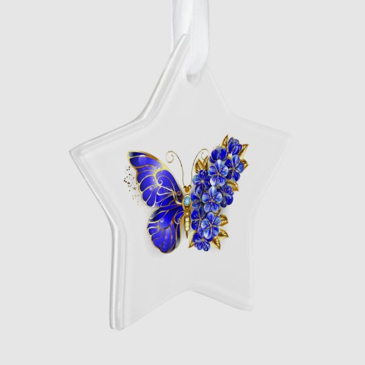 Blume Sapphire Butterfly Ornament (Vorderseite)
