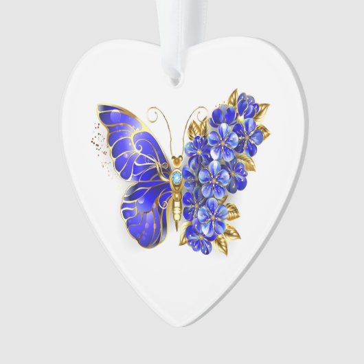 Blume Sapphire Butterfly Ornament (Vorderseite)