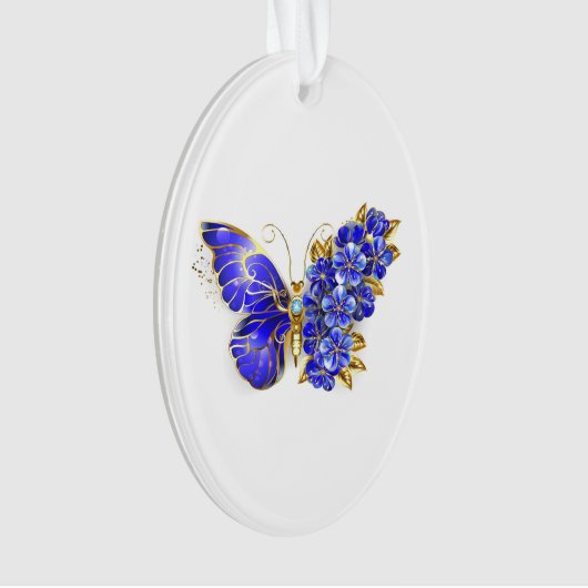 Blume Sapphire Butterfly Ornament (Vorderseite)