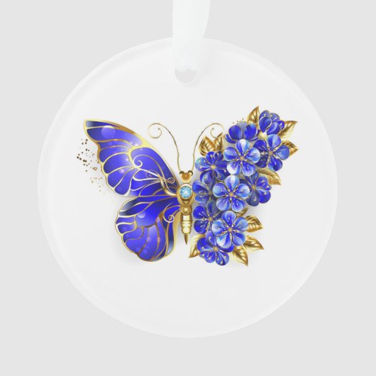 Blume Sapphire Butterfly Ornament (Vorderseite)