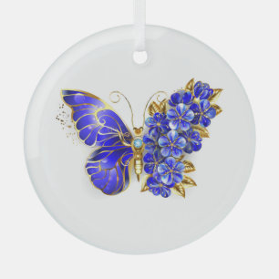 Blume Sapphire Butterfly Ornament Aus Glas