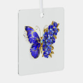 Blume Sapphire Butterfly Ornament Aus Metall (Vorderseite Rechts)
