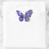 Blume Sapphire Butterfly Ovaler Aufkleber (Tasche)