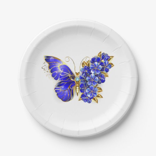 Blume Sapphire Butterfly Pappteller (Vorderseite)