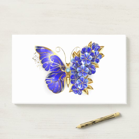 Blume Sapphire Butterfly Post-it Klebezettel (Auf Schreibtisch)