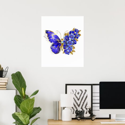 Blume Sapphire Butterfly Poster (Heimbüro)