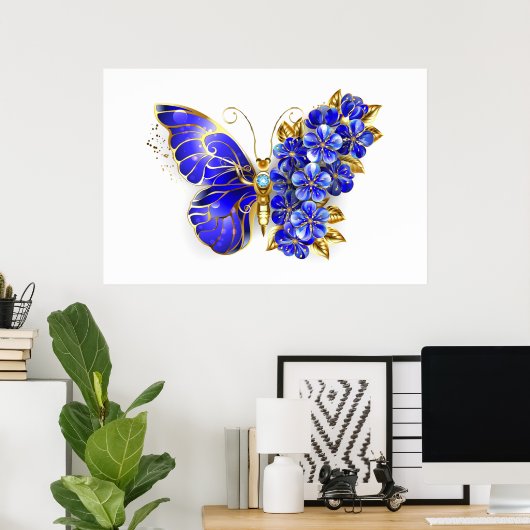 Blume Sapphire Butterfly Poster (Heimbüro)