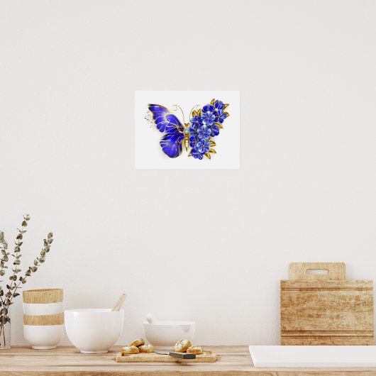 Blume Sapphire Butterfly Poster (Küche)