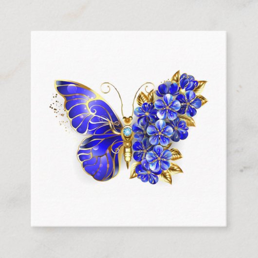 Blume Sapphire Butterfly Quadratische Visitenkarte (Vorderseite)