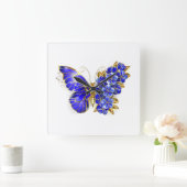 Blume Sapphire Butterfly Quadratische Wanduhr (Zuhause)
