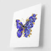 Blume Sapphire Butterfly Quadratische Wanduhr (Winkel)