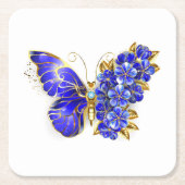 Blume Sapphire Butterfly Rechteckiger Pappuntersetzer (Vorderseite)