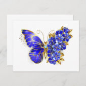 Blume Sapphire Butterfly RSVP Karte (Vorne/Hinten)