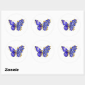 Blume Sapphire Butterfly Runder Aufkleber (Blatt)