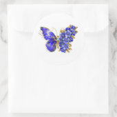 Blume Sapphire Butterfly Runder Aufkleber (Tasche)