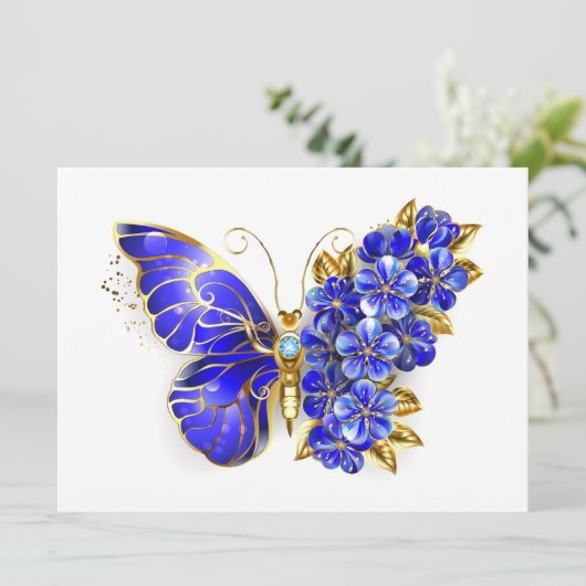 Blume Sapphire Butterfly Save The Date (Stehend Vorderseite)