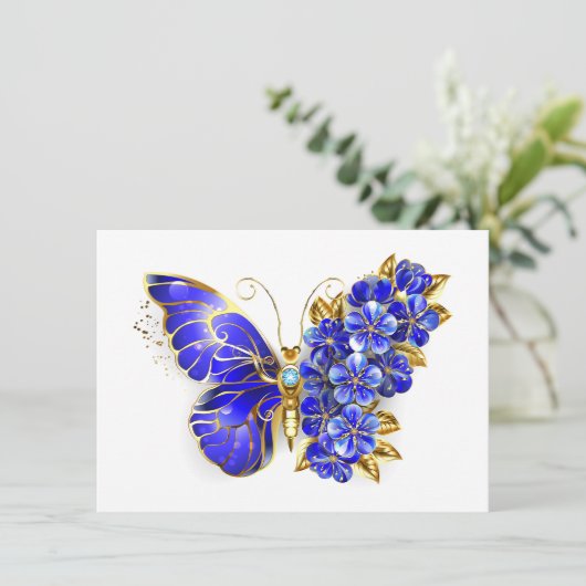 Blume Sapphire Butterfly Save The Date (Stehend Vorderseite)