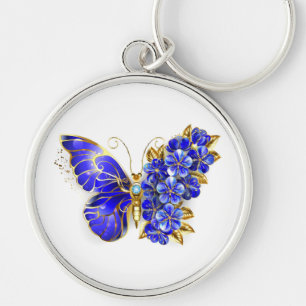 Blume Sapphire Butterfly Schlüsselanhänger