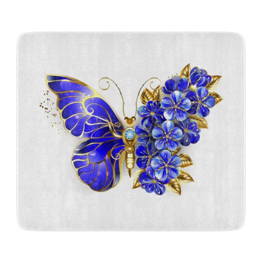 Blume Sapphire Butterfly Schneidebrett (Vorderseite)