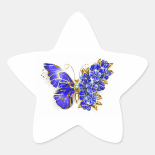 Blume Sapphire Butterfly Stern-Aufkleber