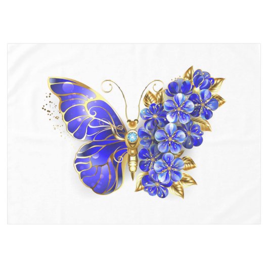 Blume Sapphire Butterfly Tischdecke (Vorderseite (Horizontal))