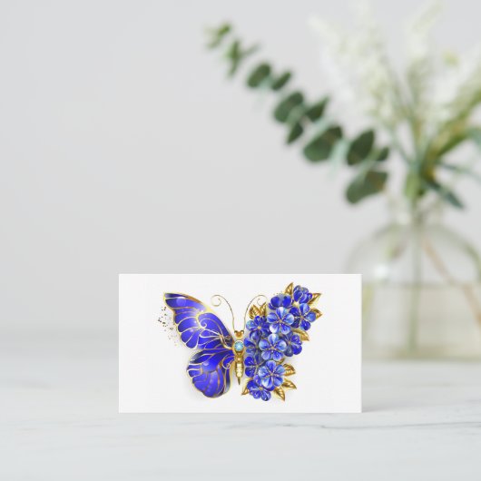 Blume Sapphire Butterfly Visitenkarte (Stehend Vorderseite)