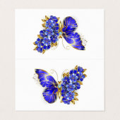 Blume Sapphire Butterfly Visitenkarten (Außenseite Aufgefaltet)
