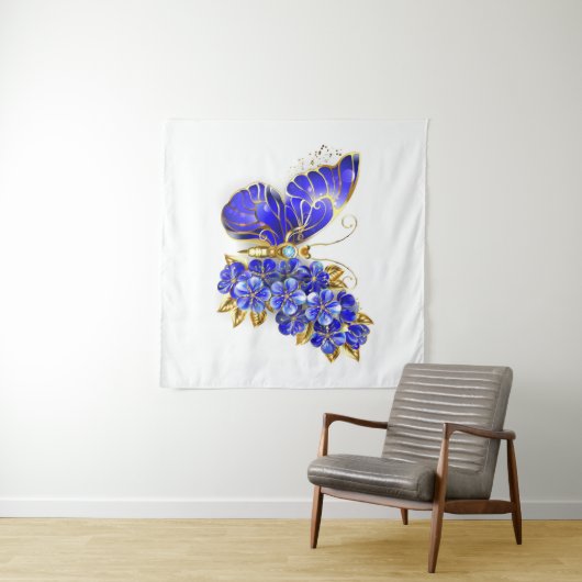Blume Sapphire Butterfly Wandteppich (Beispiel (Horizontal))