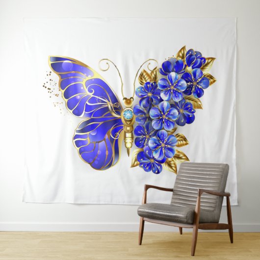 Blume Sapphire Butterfly Wandteppich (Beispiel (Horizontal))