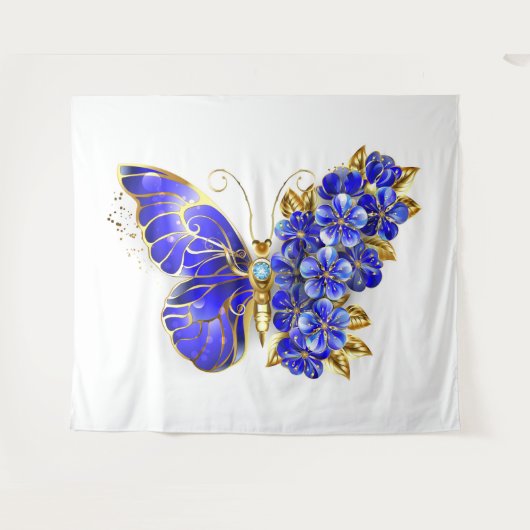 Blume Sapphire Butterfly Wandteppich (Vorderseite (Horizontal))