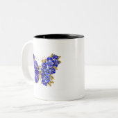Blume Sapphire Butterfly Zweifarbige Tasse (Vorderseite Links)