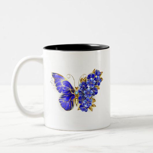 Blume Sapphire Butterfly Zweifarbige Tasse (Links)